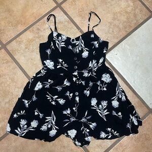 Urban Outfitters Black and White Floral Romper